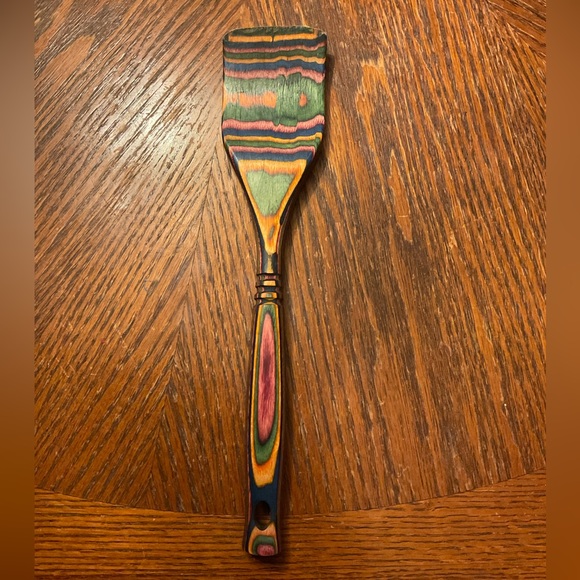 Beautiful Colorful Carved Heavy Wooden Kitchen Spatula! - Picture 2 of 16